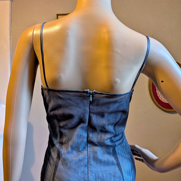 Vintage Y2K Express Mesh Midi Dress Mermaid Sequin Siren Gray Size 7/8 - Picture 10 of 12